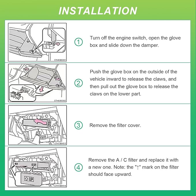 CF10285 Cabin Air Filter with Activated Carbon Compatible with Subaru Toyota Camry 4Runner Rav4 Lexus Pontiac Scion Jaguar Land Rover CP285