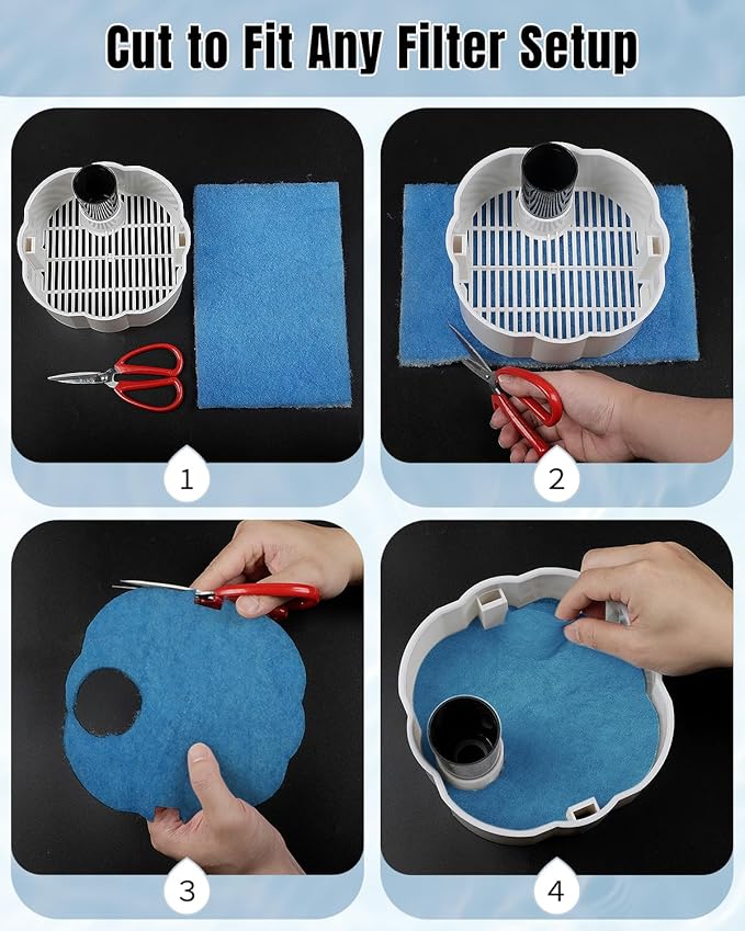 Pawfly Aquarium Filter Floss Roll, 79 x 12 x 1.2 Inch Cuttable Aquarium Filter Pad, Blue and White Aquarium Filter Media Roll for Freshwater Saltwater Fish Tanks & Small Ponds