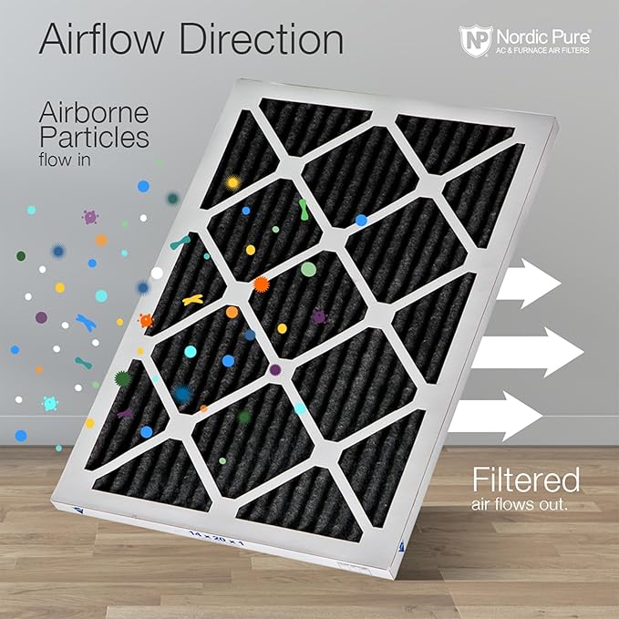 Nordic Pure 12x12x1 (11 3/4 x 11 3/4 x 3/4) Pure Carbon Pleated Odor Reduction Furnace Air Filters 24 Pack