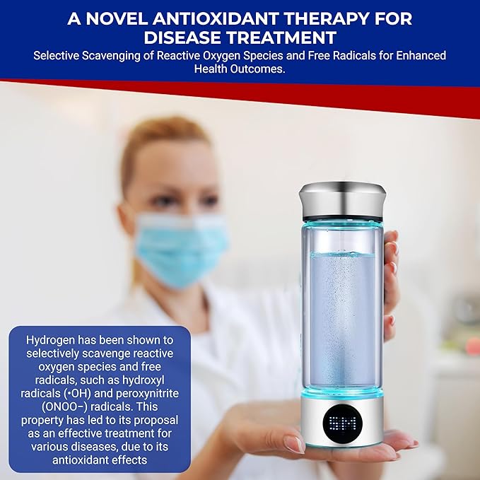 LevelUpWay - Hydrogen Generator Water Bottle SPE PEM Technology Water Ionizer (Classic, Silver - LED)