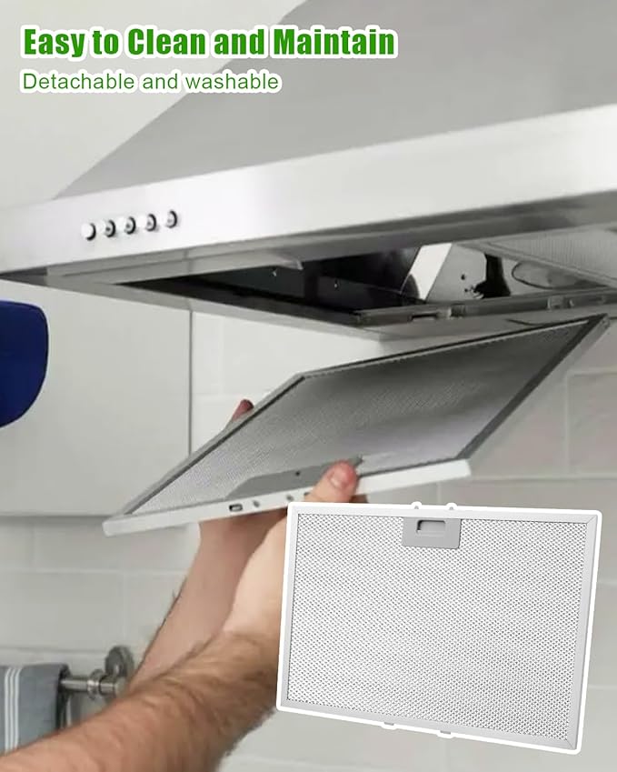 2 Pcs WB02X11012 Range Hood Grease Filter Compatible with GE Series JV565H1BB JV565H1CC JV565H1WW Range Hoods and Multiple Brands and Models, Washable Filter Replace 1084673 AH951994 EA951994 PS951994