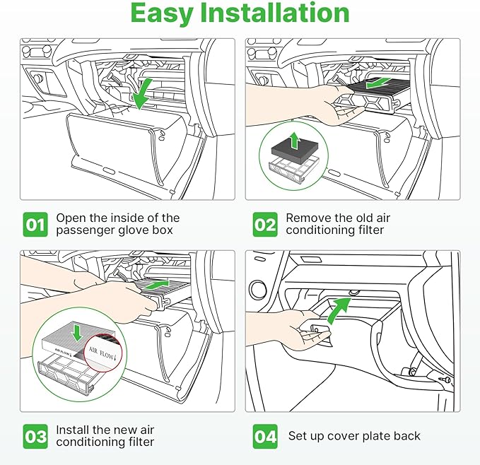 2-Pcs Cabin Air Filter Air Condition with Activated Carbon for Ford Bronco 21-26, Escape 20-26, Explorer 20-26, Maverick 22-26 Cabin Filter for Car Replace for CF12772 Automotive Accessories