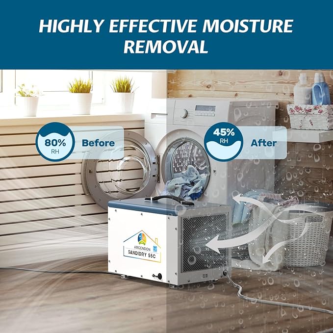 ARGENDON Commercial Dehumidifiers with Pump and Drain Hose for Crawlspace, Basement, 120 PPD Energy Star Crawl Space Dehumidifier for Large Spaces, Job Site, Auto Defrost, 5-Year Limited Warranty