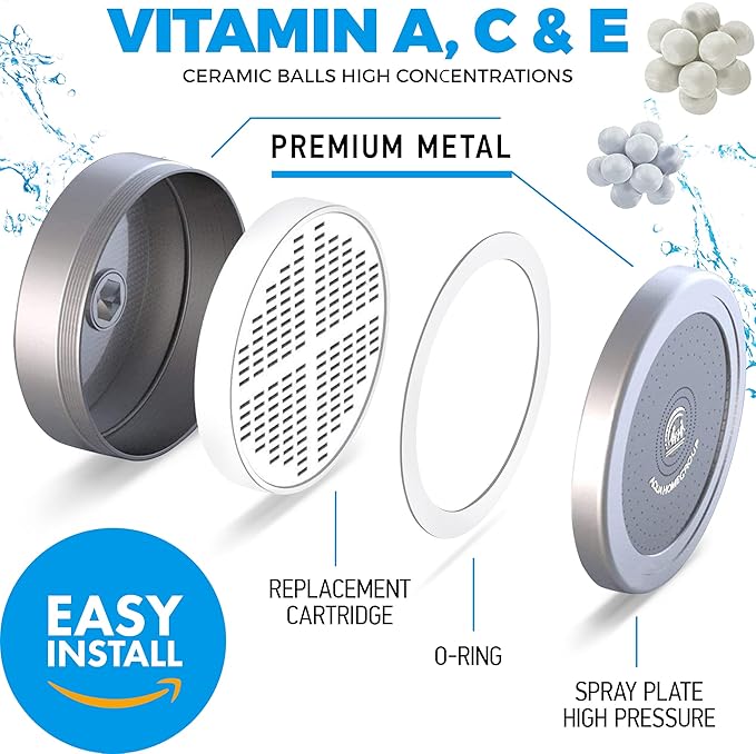 AquaHomeGroup Handheld Shower Head with Filter 20+3 Stage Filtration Shower Filter for Hard Water - Vitamin C,A and E infused Shower Water Filter with SPA Effect - High Pressure Shower Head with Hose