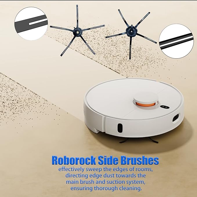 Q7 Replacement Parts Compatible with Roborock Q7 Q7+ Q7 Max Q7 Max+ Robot Vacuum Cleaner,2 Main Brush, 6 Mop Cloth Pads, 6 Side Brushes, 6 HEPA Filters,6 Dust Bag