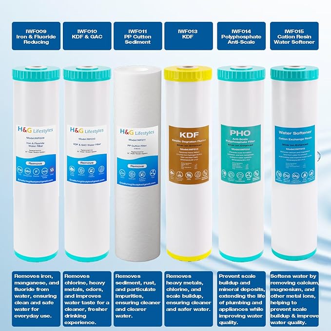 H&G Lifestyles 20 x 4.5 KDF Water Filter,Whole House Water Filter Replacement Cartridge,GAC Remove Chlorine Heavy Metal Odor Improve Water Taste,for Any 20" Whole House Water Filters System
