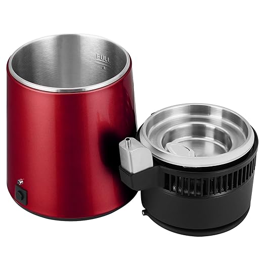 4L Water Distiller,Household Stainless Steel Distilled Water Purifier,Countertop Distilled Water Maker,4 Litre Distilled Water Machine for Home.Red.