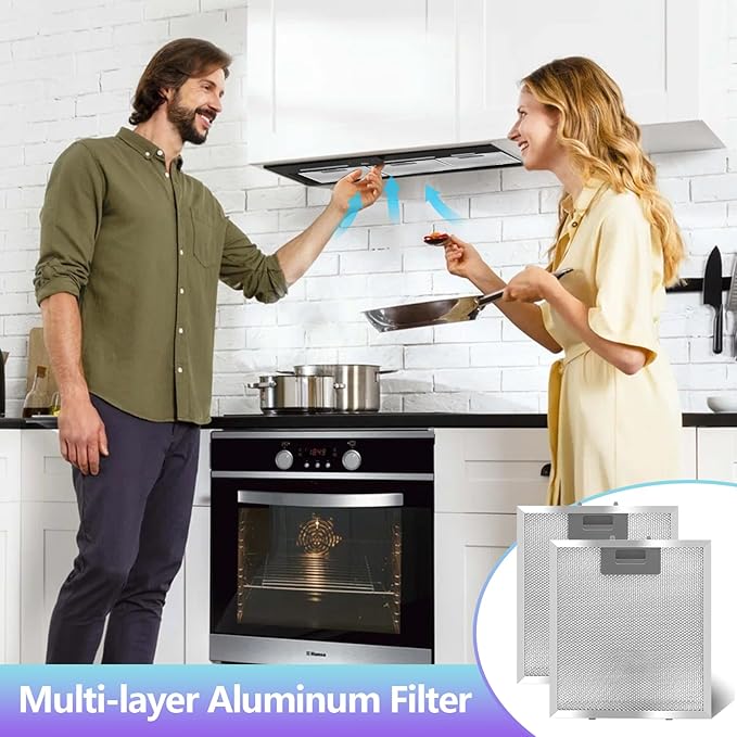 2 Pack-S97018029 Range Hood Filter Replacement, 5-Layer Aluminum Mesh Hood Vent Grease Filter for Broan B5 Series, Alternative 1932913, 9"x10.25" x0.35"(Aluminum)