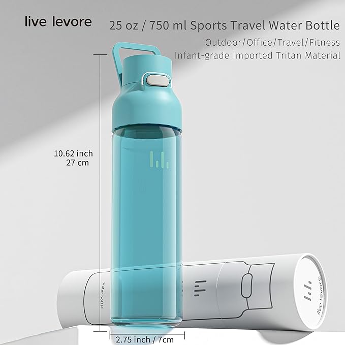 750ml Leak Proof Water Bottle with Flip Top Lid, BPA-Free USA Tritan Drink Bottle, Dishwasher Safe for Office, Outdoor & Daily Use (Teal, 1 Pack)
