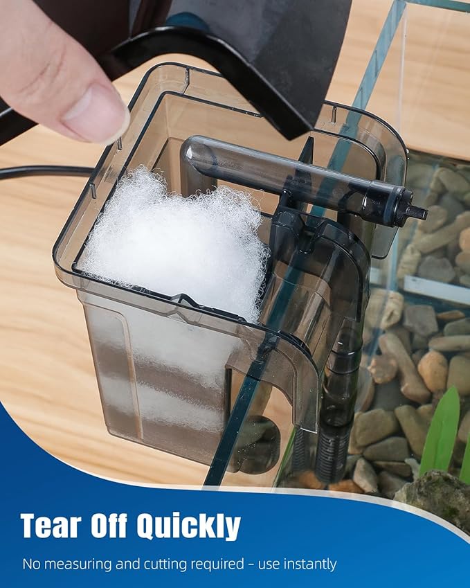 Pawfly Filter Floss for Fish Tank, Aquarium Filter Media, Aquarium Filter Floss, Polyester Filter Cotton for Freshwater & Saltwater, White Fiber Sponge for Filtration, 8.8 Ounces