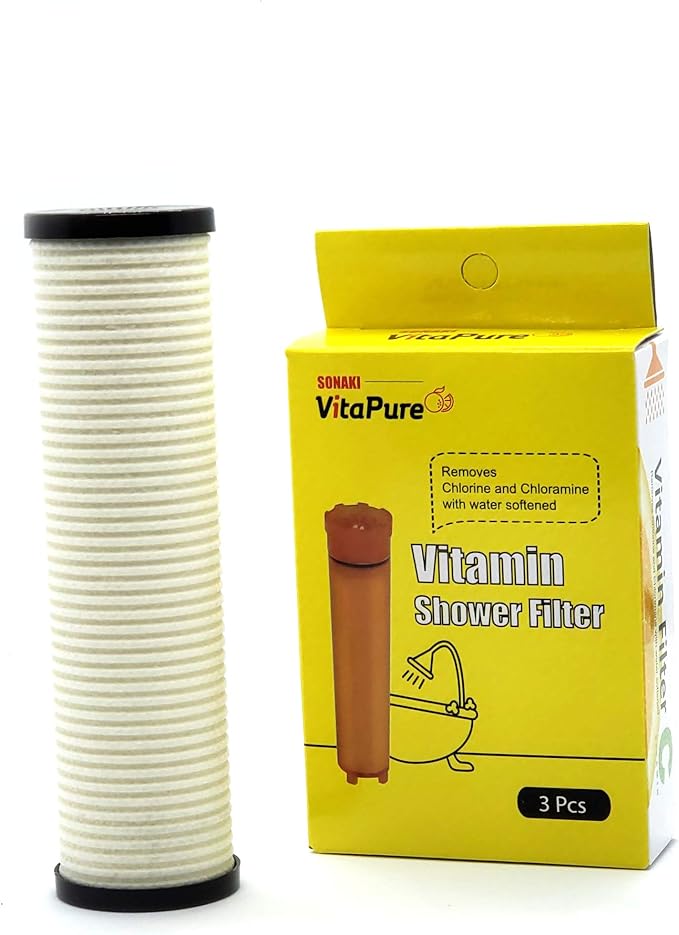 Sonaki Shower 300VPX Dual Filter Refill Cartridges - 4 Pack includes 3 Vitamin C 1 PureMax Filter - Remove Up to 99.9% of Chlorine and Chloramines Plus Heavy Metals