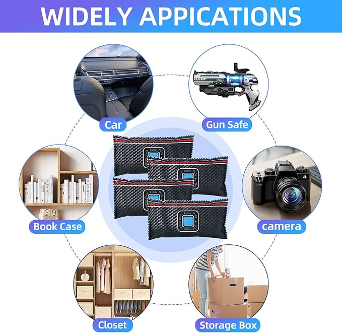 10 Pcs Rechargeable Desiccant Packs for Storage Silica Gel Packets Dry Moisture Absorbers Bags Reusable Desiccant Car Dehumidifiers Bags for Gun Safe Closet Basement Car Tool Box (100g)