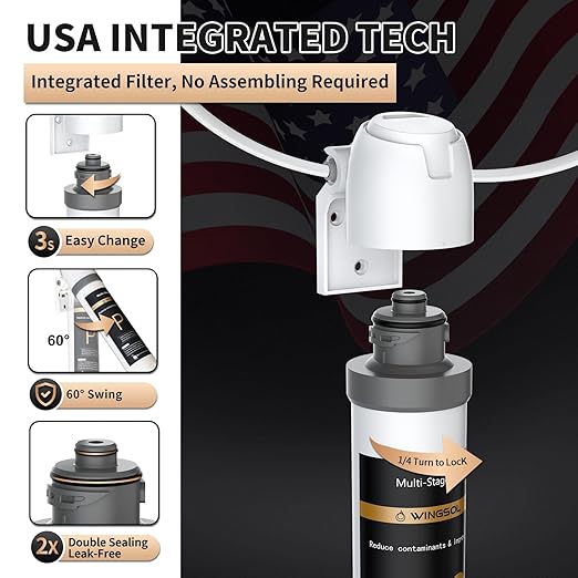 Under Sink Water Filter System with Stainless Steel Faucet, Reduces Chlorine, Heavy Metals, Bad Taste, Sediment, NSF/ANSI 42&53, 8K Gallons, Easy Installation Sink Water Filter, Brushed Nickel