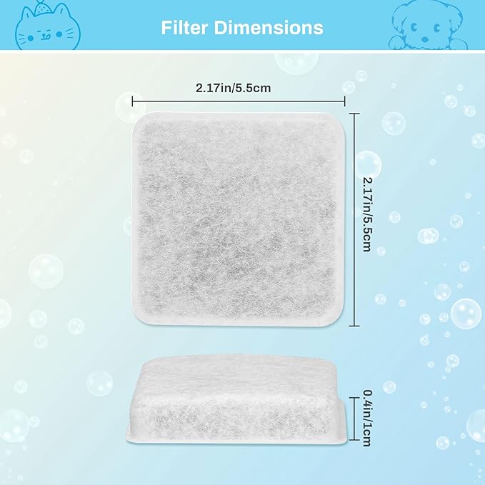 12 Pack Charcoal Replacement Filters for 0.5/1/2.5/4 GAL Gravity Waterer, YOIHABV Cat Fountain Filters, Dog Water Dispenser Filters, Pet Fountain Filter Replacement, Control Chlorine and Odor