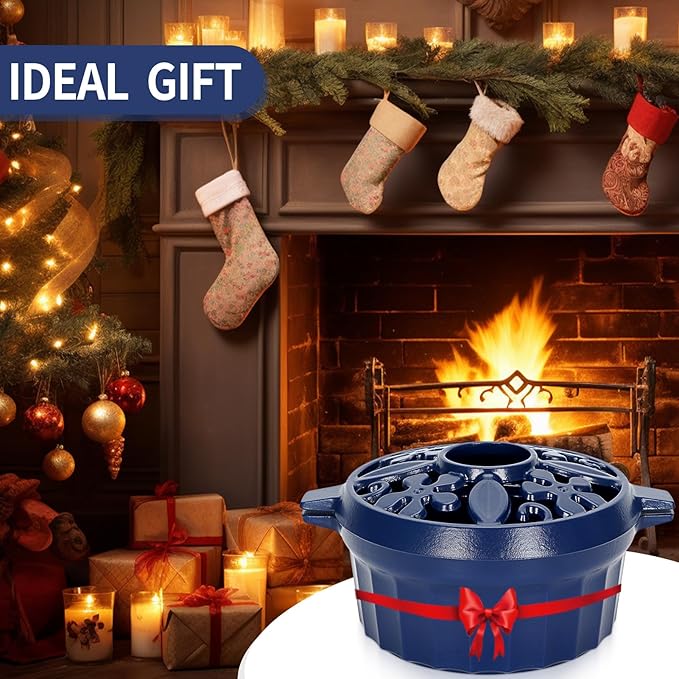 STBoo Wood Stove Steamer - Cast Iron Fireplace Humidifier | Indoor Pot for Home Heating | Round Bowl Fire Place Stove Covers Accessories Decorative | Matte Finish & Rust Resistan & 2.7 Quart, Blue