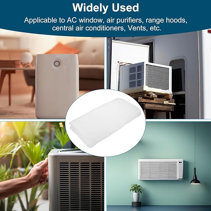 PATIKIL 39" x 39" x 0.4" Air Conditioner Filter Replacement, 2Pcs Washable Reusable Cut to Fit Foam Filter Air Filter for RV AC Vent Window Purifiers Computer, White