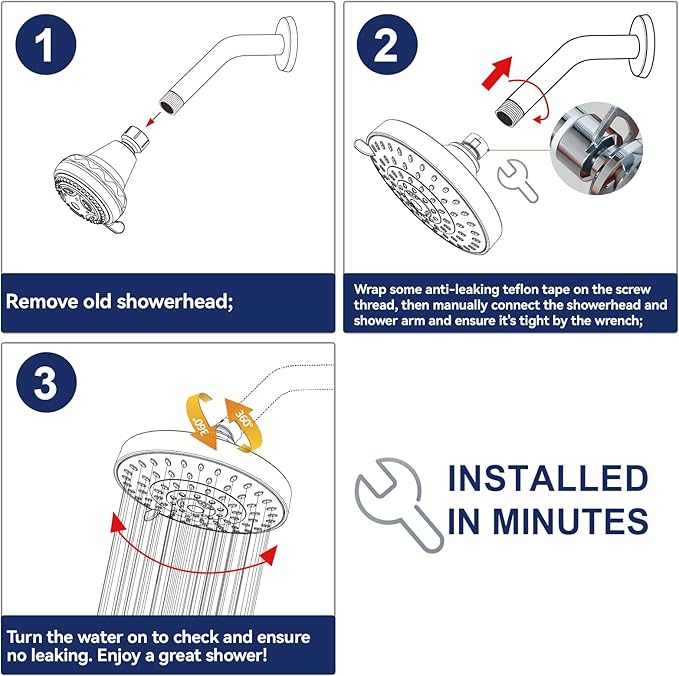 HOPOPRO 5-Mode High Pressure Shower Head - The Washington Post, NBC News, Today TV Show Recommended - High Flow Fixed Showerheads (6 Inch Gold)