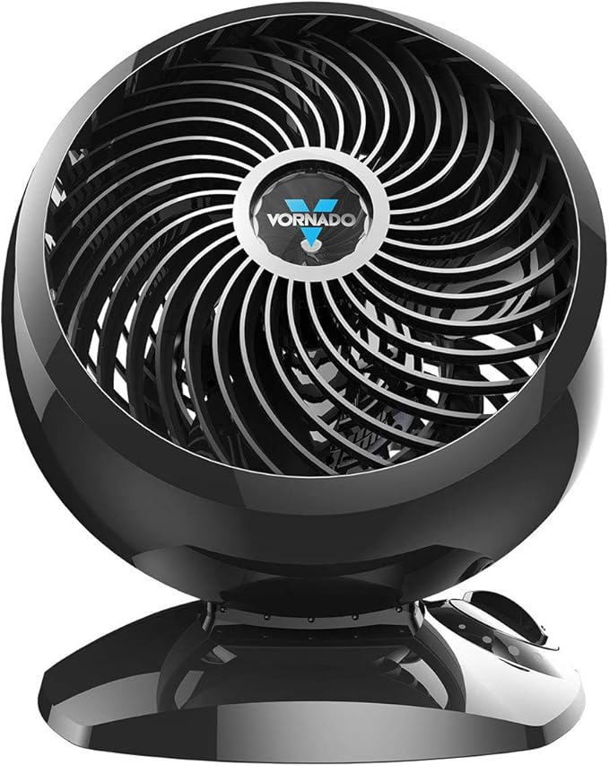Vornado 5303 Small Whole Room Air Circulator Fan with Base-Mounted Controls, 3 Speed Settings, Multi-Directional Airflow, Removable Grill for Cleaning, Black