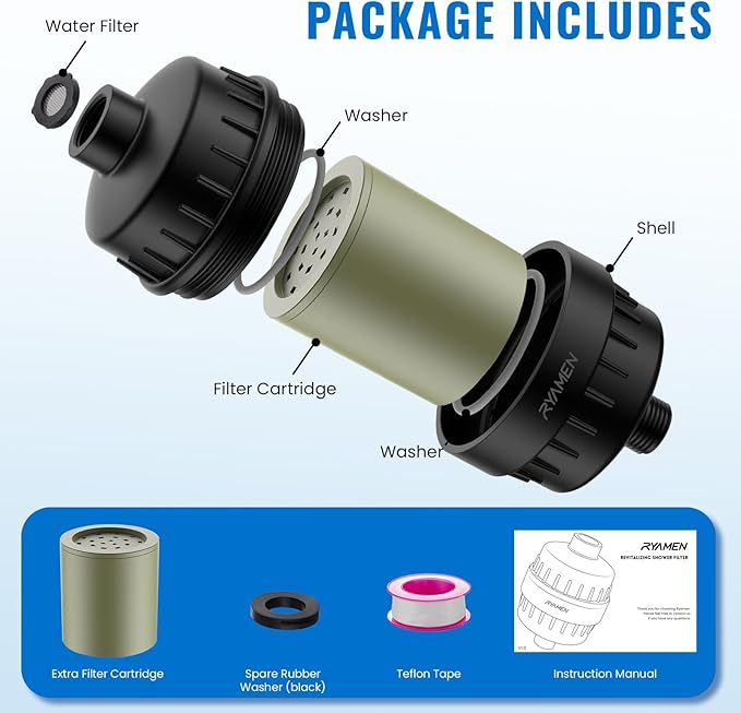 Heavy Duty Shower Filter, Shower Water Filter, 99% REMOVAL Shower Head Filter for Hard Water, Heavy Metals, Chlorine, Enhanced Water Filtration for Healthier Skin and Hair (Black)