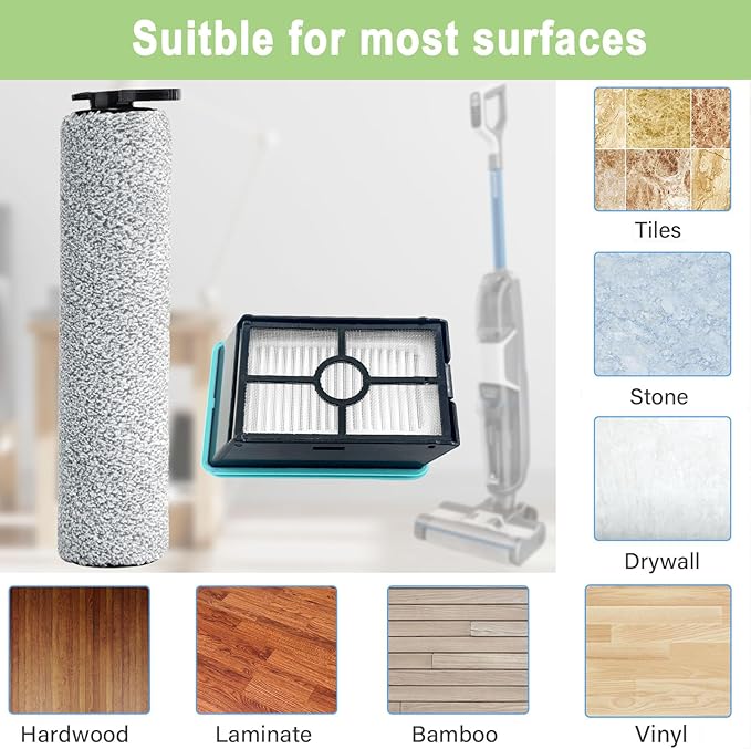 Crosswave Replacement Parts for Bissell Crosswave Hard Floor Expert Vacuum 3831 HF2 3845 3847 3848 Vacuum Cleaner, 2 Brush Rolls,4 Filters,Compare to Part B0555 1637755 1632973