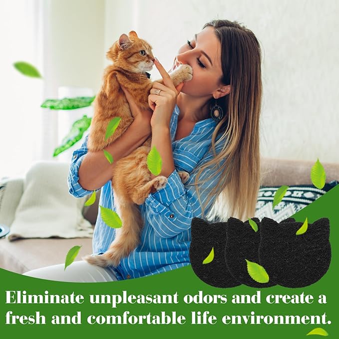 12 Pack Cat Litter Box Filter, Universal Activated Charcoal Filter for Most Cat Litter Boxes and Pans, Stick On Activated Carbon Filter, Litter Robot Filter to Absorbe Odor