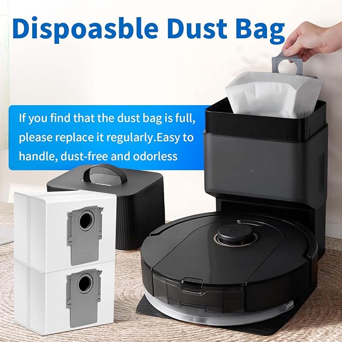 18 Packs Activated Carbon Dust Bag for Roborock S8+, S8 Pro Ultra, Q7/Q7+/Max+/Max, Q5 Max+, Q8 Max+, S7 Pro Ultra/MaxV Ultra/Max Ultra, Q5, Q5+, Q5 Pro+ Robot Vacuum, 3L Large Capacity