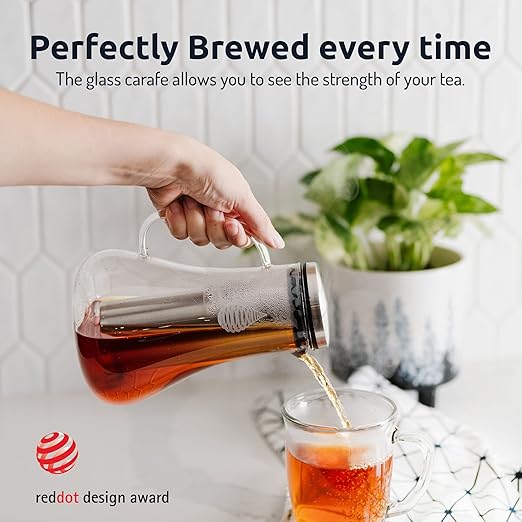 Invigorated Water - Alkaline Glass Water Filter Pitcher, High pH Purifier with 1 Alkalizer Filter Pouch (400-Liter Capacity), 7.5-Cup (1.8 Liter) for Drinking Water