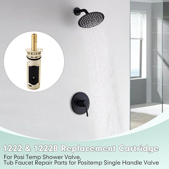 1222 Replacement Cartridge for Moen One-Handle Posi-Temp Shower Valve Cartridge, 1222 Replacement Cartridge Fits for Moen Posi-Temp Faucets and Tub Shower, Durable Brass & Plasti