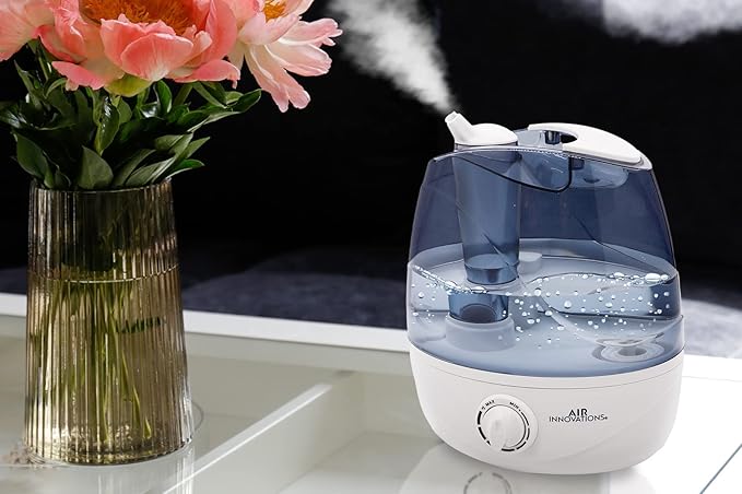 Air Innovations AI-103 Ultrasonic Cool Mist Humidifier for Bedroom – Quiet Cool Mist Diffuser with 2.5L Tank, 23-Hour Runtime, Auto Shut-Off, 360° Nozzle – Ideal for Home, Dorm, & Apartment Essentials