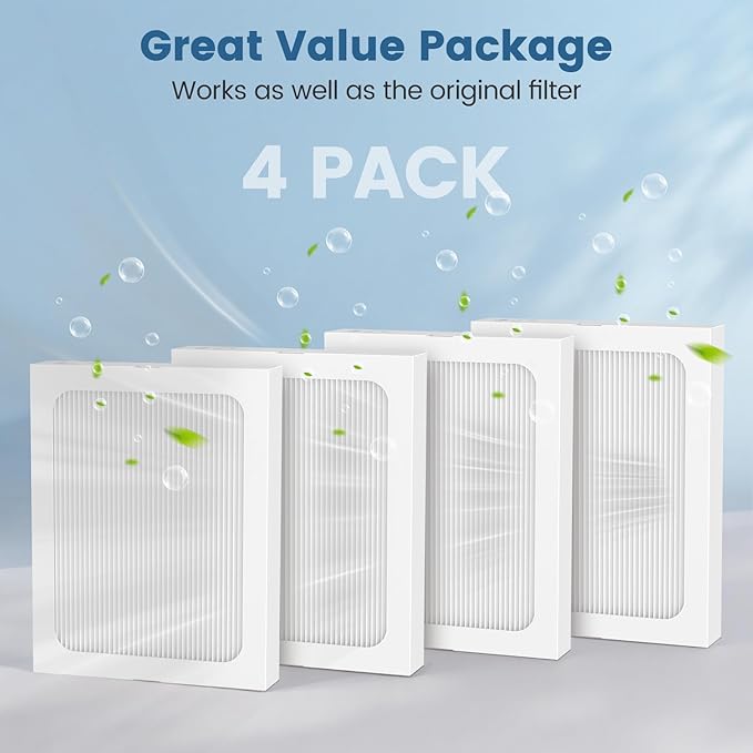 9 x 11 x 1 MERV 13 Replacement Dehumidifier Filter Compatible with Santa Fe Compact70, Ultra70, Element, Compact2, UA 65H, High Efficiency for Dust, Pollen, Pet, Smoke, Wildfire, VOCs, 4 Pack (White)