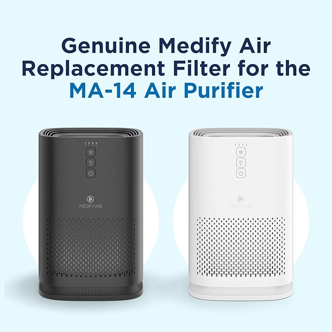 Medify Air MA-14 Genuine Replacement Filter | for Allergens, Wildfire Smoke, Dust, Odors, Pollen, Pet Dander | 3 in 1 with Pre-Filter, H13 HEPA and Activated Carbon | Removal to 0.1 Microns | 2-Pack