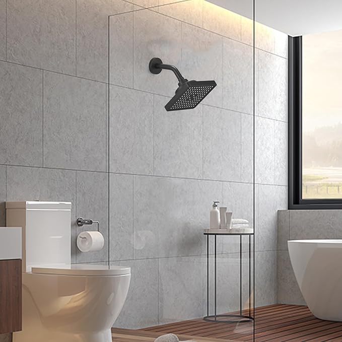 Hoimpro Filtered Shower Head High Pressure Rain Shower Head Filter for Hard Water, Adjustable Replacement Remove Chlorine and Harmful Substances (Matte Black, 6 Inch Square)