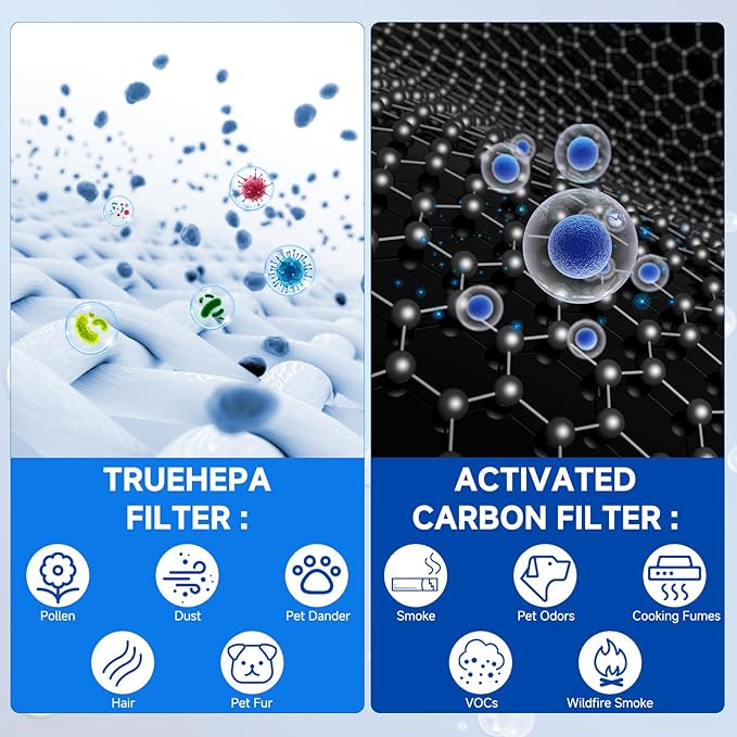 2 Pack HAP603 Replacement Filter Compatible with ECOSELF HAP603 / HAP603WF Air Puri-fier Filter, Air Puri-fiers Replacement for Home Large Room with Smart Mode, # RFHAP603, Blue