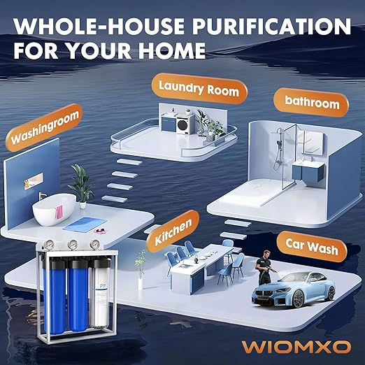 Whole House Water Filter System,Iron Manganese Filter,Top-Tier 3 Stage Water Purifier with Sediment & Carbon Filter,Deeply Adsorb 99% Stains Yellowing,Laundry,Lead,Arsenic,Metallic Taste,20x4.5Inch