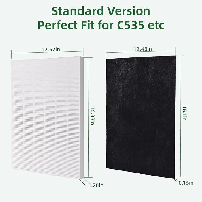 115115 Replacement Filters A Size 21, Compatible for Winix PlasmaWave 5300-2, C535, 6300, 5300, 6300-2, P300, AM90, 9000, 5000, 5000B, C909, 9800, 1 True HEPA Filter + 4 Carbon Pre-Filters