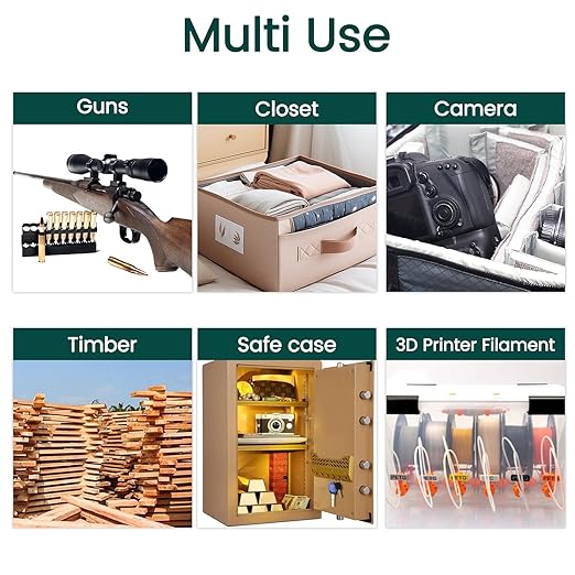 12 Packs 100 Gram Rechargeable Desiccant Packs, Indicating Silica Gel Packets, Moisture Absorbers for Storage, Gun Safe Dehumidifiers