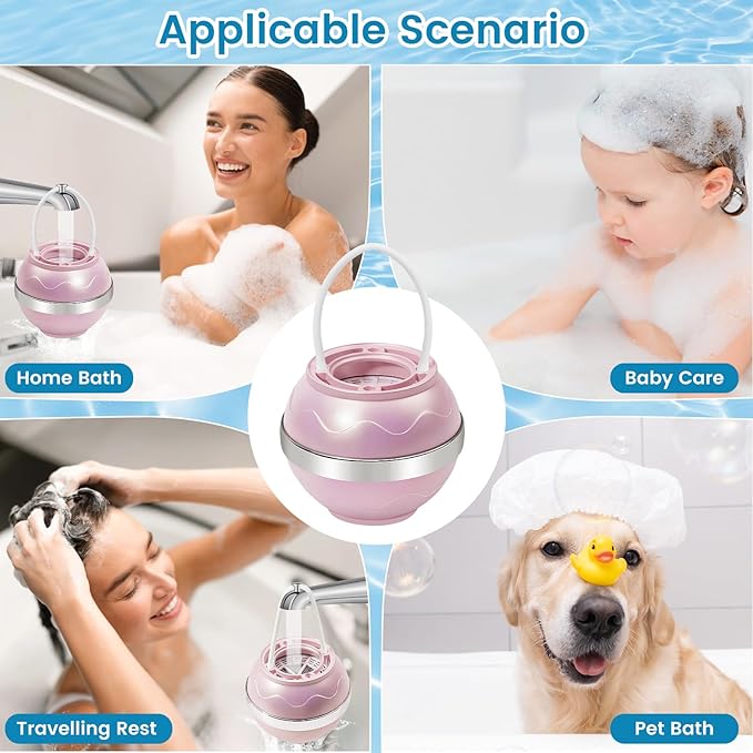 Bath Filter for Tub,Bath Water Filter for Softer Hair&Skin, 8 Stage Filtration Bathtub Water Filter 2,500 Gallons, 6 Dimensional Effect,BPA Free Easy to Install for Home, Hotels&Spa(Light Pink)