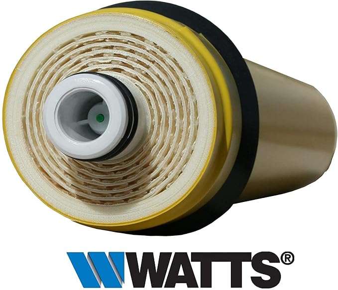 Watts Premier RO Water Filter 50 GPD (Gallons Per Day) Semi-Permeable Membrane Replacement for Premier Standard Reverse Osmosis System, Yellow, Built-In Check Valve, 1.8" Dia x 10.75" L, 1-Pack