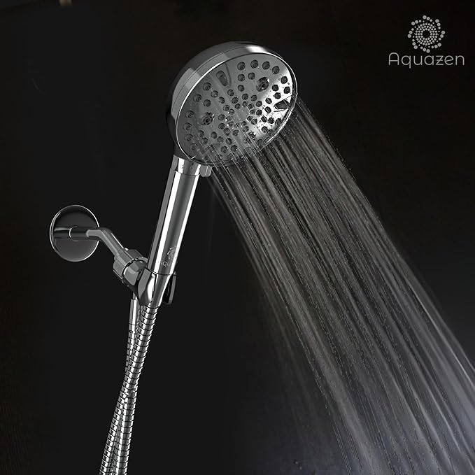 AQUAZEN® Filtered Shower Head | 10 Spray Modes | 8-Layer System Removes Chlorine, Calcium & Heavy Metals | High Pressure Handheld | Stainless Hose | Chrome Finish