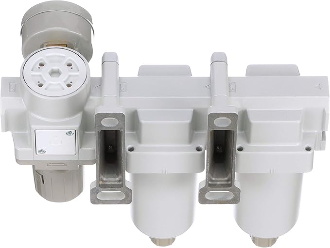 PneumaticPlus SAU430-N04G-MEP 3 Stage Compressed Air Filter Dryer System - Particulate Air Filter, Coalescing Air Filter, Compressed Air Pressure Regulator Combo, 1/2" NPT - Metal Bowl, Manual Drain