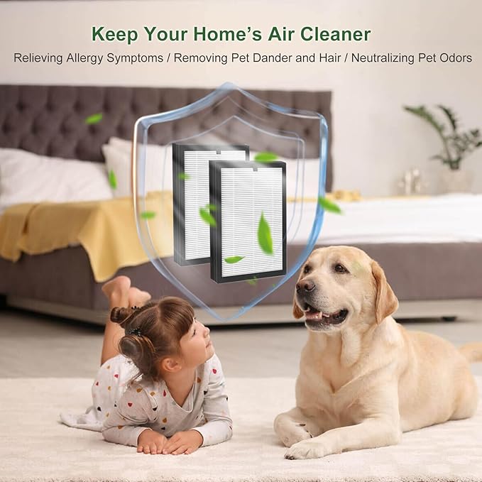 2 Pack ClearAir-A5 Replacement Filter Compatible with VEWIOR ClearAir-A5 H13 True HEPA Air Cleaner for Wildfire, smoke, Pets, Pollen and Odor