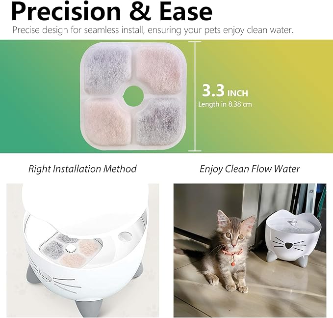 12-Pack Cat Fountain Filter Replacement Compatible with Catit PIXI Water Fountain 85oz/2.5L, Cat Water Fountain Filter Replacement Triple Action Water Filters