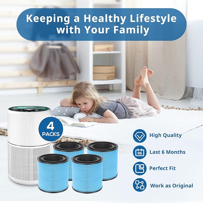 AP0601 Replacement Filters Compatible with AIRTOK Air Puri-fier, 4-in-1 Main Filters, High-Efficiency Activated Carbon Filter, AP0601-RF 4 Pack