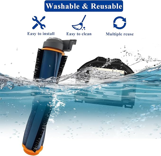 Vacuum Replacement Parts Accessories Kit Compatible With Shark RV2310AE Matrix Robot Vacuum Cleaner, 1 Main Brush, 2 HEPA Filters, 6 Side Brushes, 1 Cleaning Brush 10 Pack