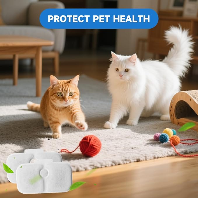 10-Pack Cat Fountain Filters Replacement for PETLIBRO Dockstream 2.5L/84oz | PLWF005 PLWF105 PLWF115 PLWF305 | Triple Filtration,Reduces Hair & Odor Effectively, 10 Pre-Filter Sponges, BPA-Free