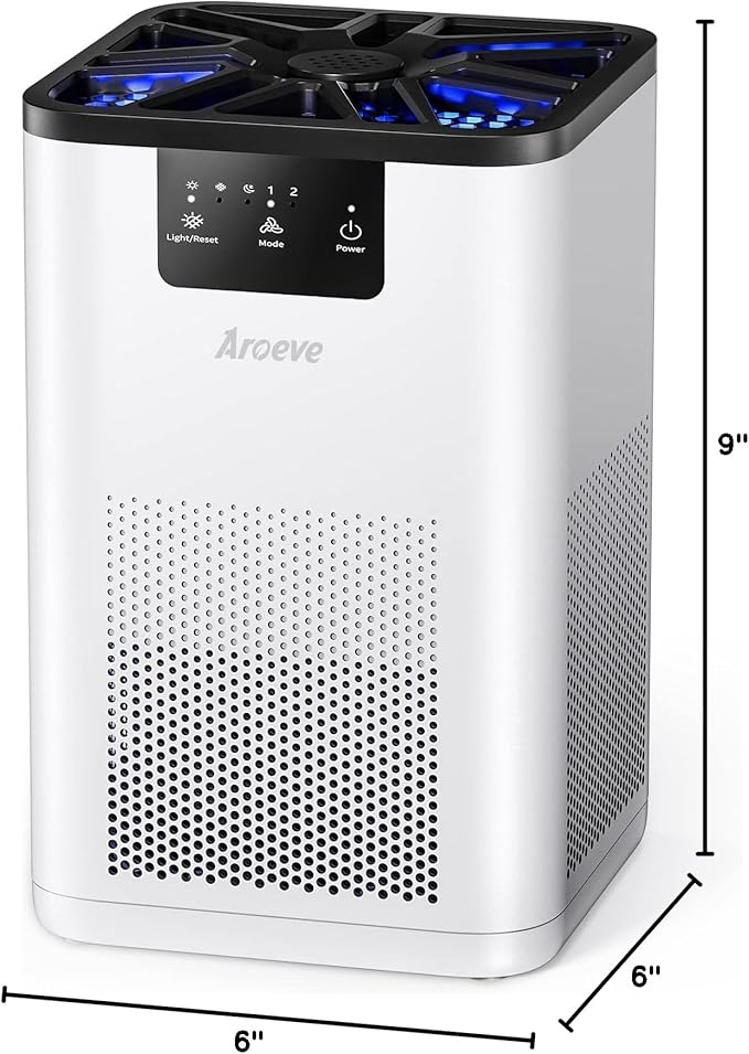 AROEVE Air Purifiers for Bedroom Air Purifier With Aromatherapy Function For Pet Smoke Pollen Dander Hair Smell 20dB Air Cleaner For Bedroom Office Living Room, MK06- White(Available for California)