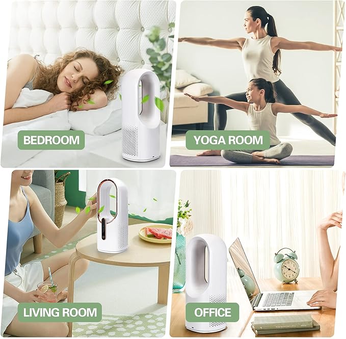 CONBOLA Desk Fan Small Quiet, Battery Operated Portable, Bladeless Desktop Fan with 3 Cooling Speeds, 11.8 Inch Touch Control Personal Fan for Bedroom, Office, Home, Outdoor (White)