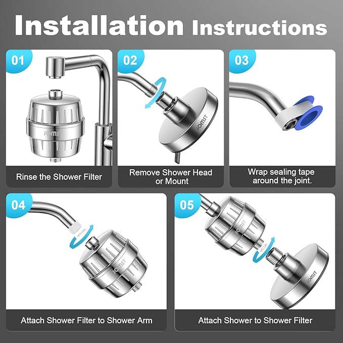 Shower Head & Filter COMBO ! Anti - Chlorine Specialty - 3 Gears' Boosting Pressure with 25 Stage Filtration - Removes 99.945% Chlorine & Heavy Metals for Healthier Skin/Hair - Chrome Shower Head