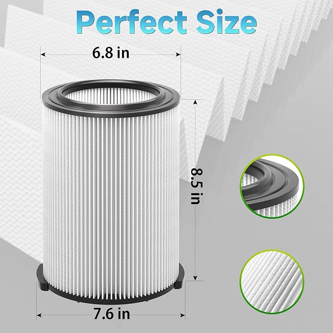 Vf4000 Filter Compatible with RIDGID Vacs 5 Gallons and Larger Vacuum Cleaner (2 Pack VF4000 Filters + 4 Pack VF3502 Bags)