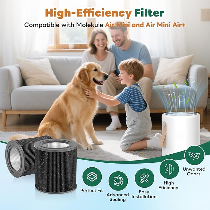 Air Mini PECO-HEPA Replacement Filters Fit for Molekule Tri-Power Air Mini and Air Mini + Air Purifiers,3-in-1 High-Efficiency True HEPA Replacement Filter,2 Pack